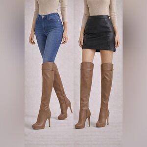 Chinese Laundry Elise Tan Over The Knee Platform Stiletto Boots Size 6